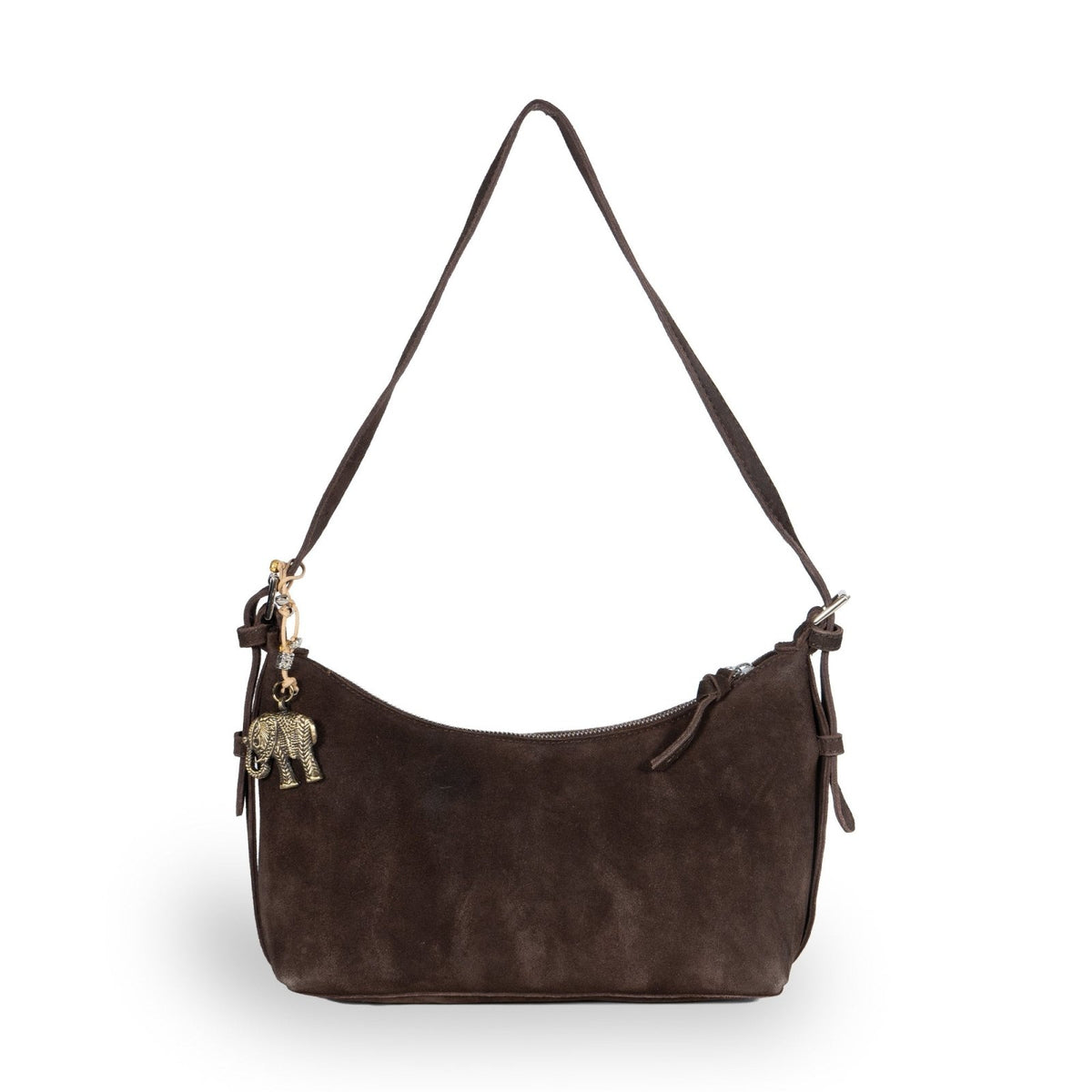 Schultertasche Velourleder braun - ANOKHI