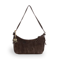 Schultertasche Velourleder braun - ANOKHI