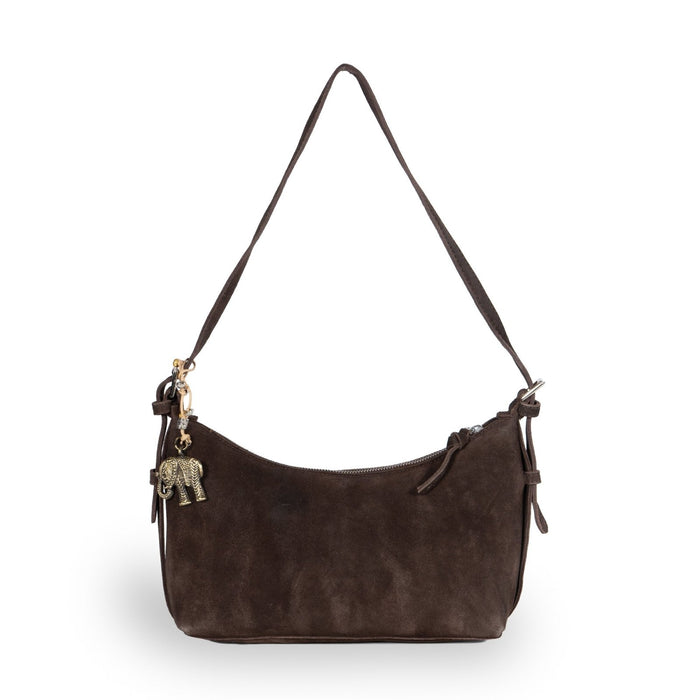 Schultertasche Velourleder braun - ANOKHI