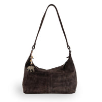 Schultertasche Velourleder braun - ANOKHI