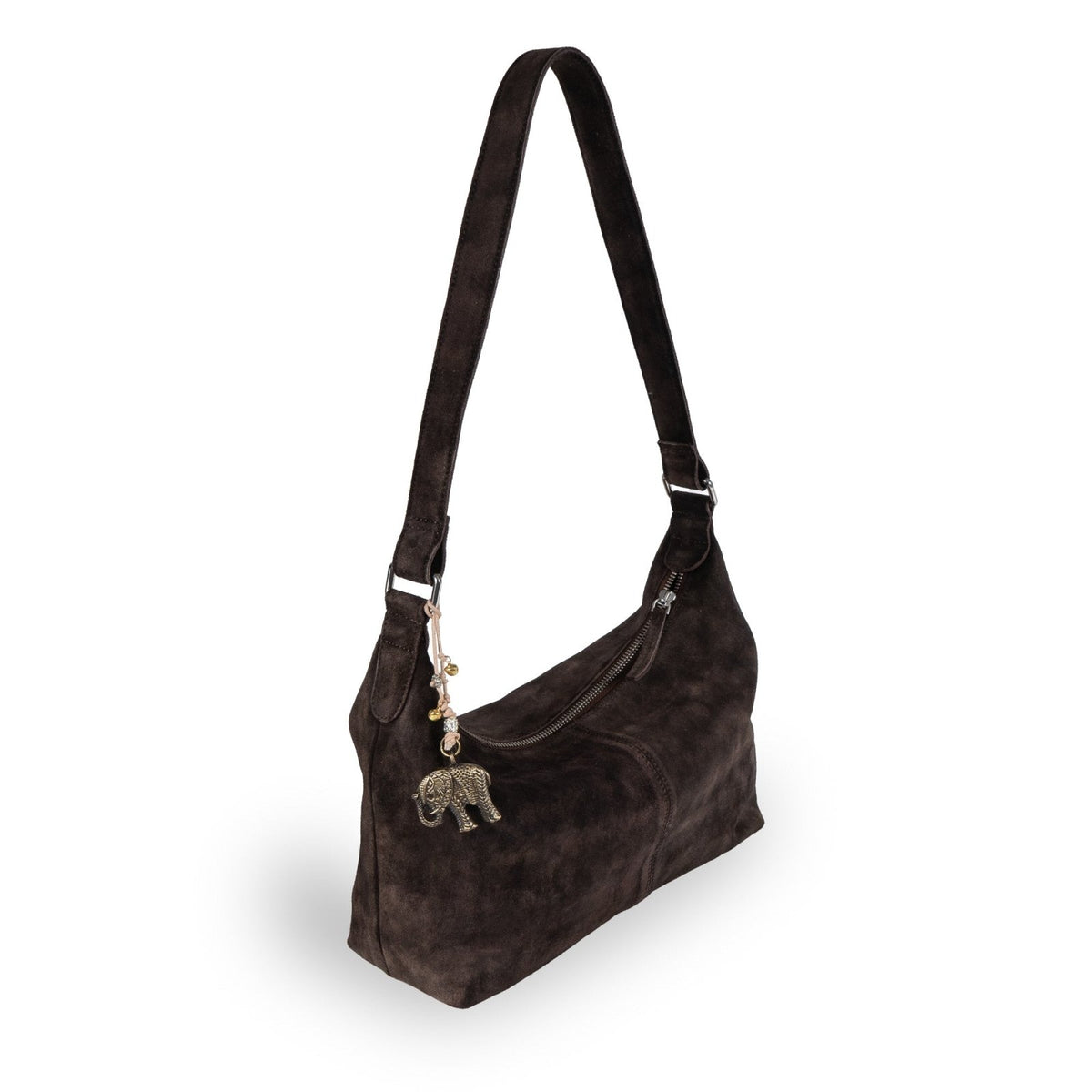 Schultertasche Velourleder braun - ANOKHI