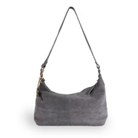 Schultertasche Velourleder grau - ANOKHI