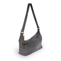Schultertasche Velourleder grau - ANOKHI