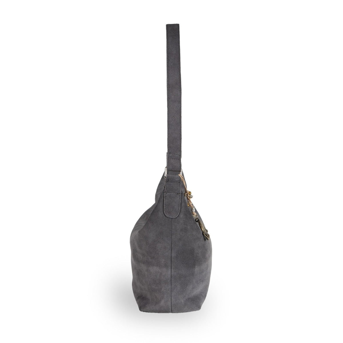 Schultertasche Velourleder grau - ANOKHI