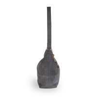 Schultertasche Velourleder grau - ANOKHI