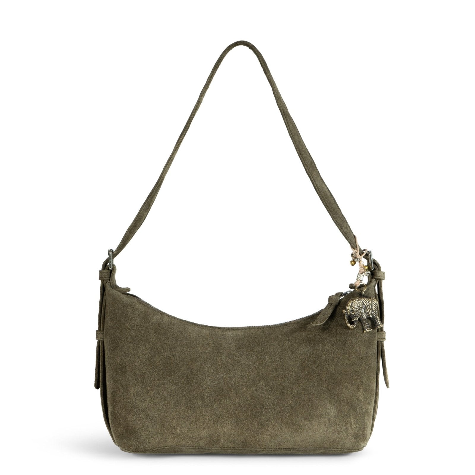 Schultertasche Velourleder olive - ANOKHI