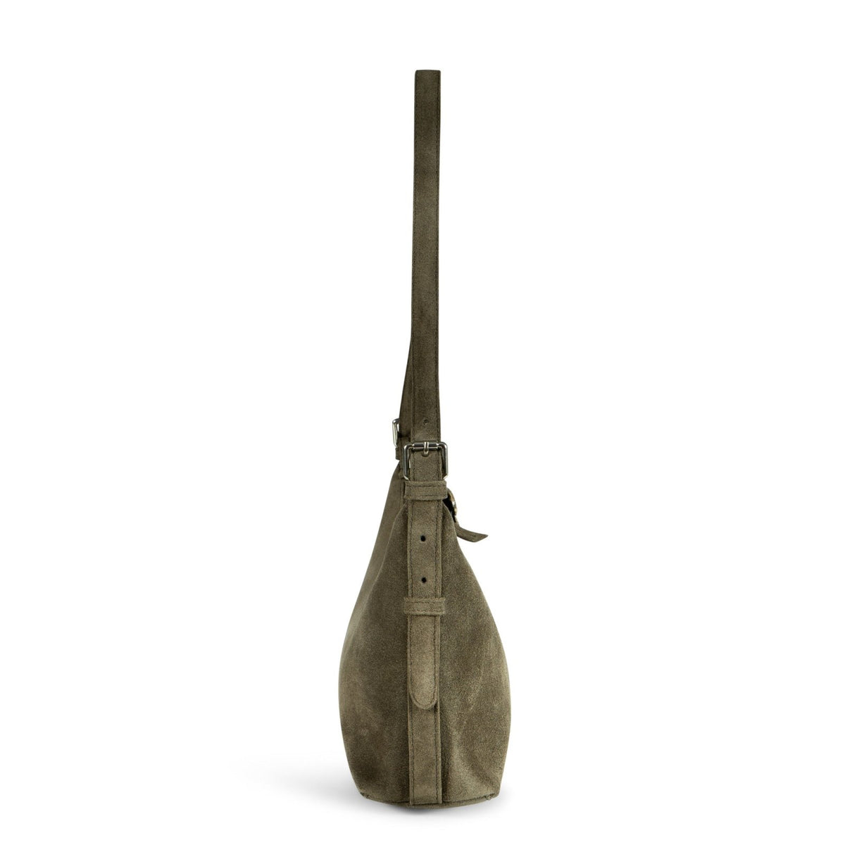 Schultertasche Velourleder olive - ANOKHI