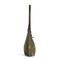 Schultertasche Velourleder olive – 3
