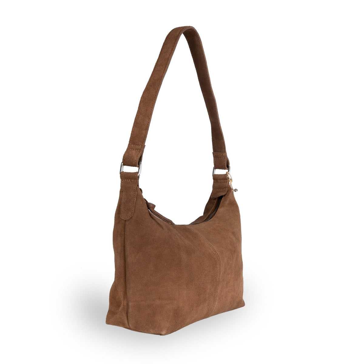 Schultertasche Velourleder tan - ANOKHI
