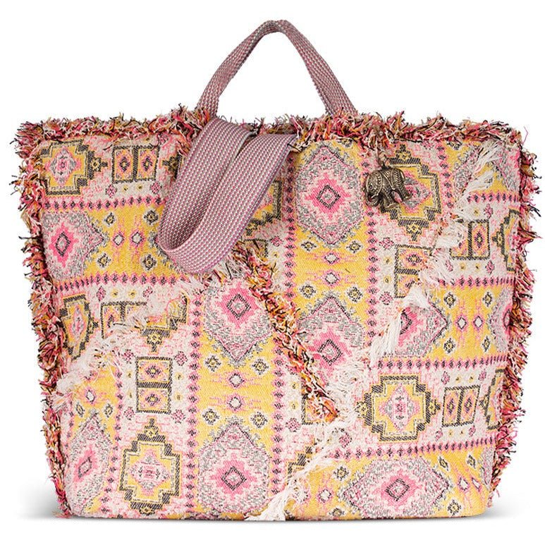 Strandtasche Shopper gelb gefranst - ANOKHI