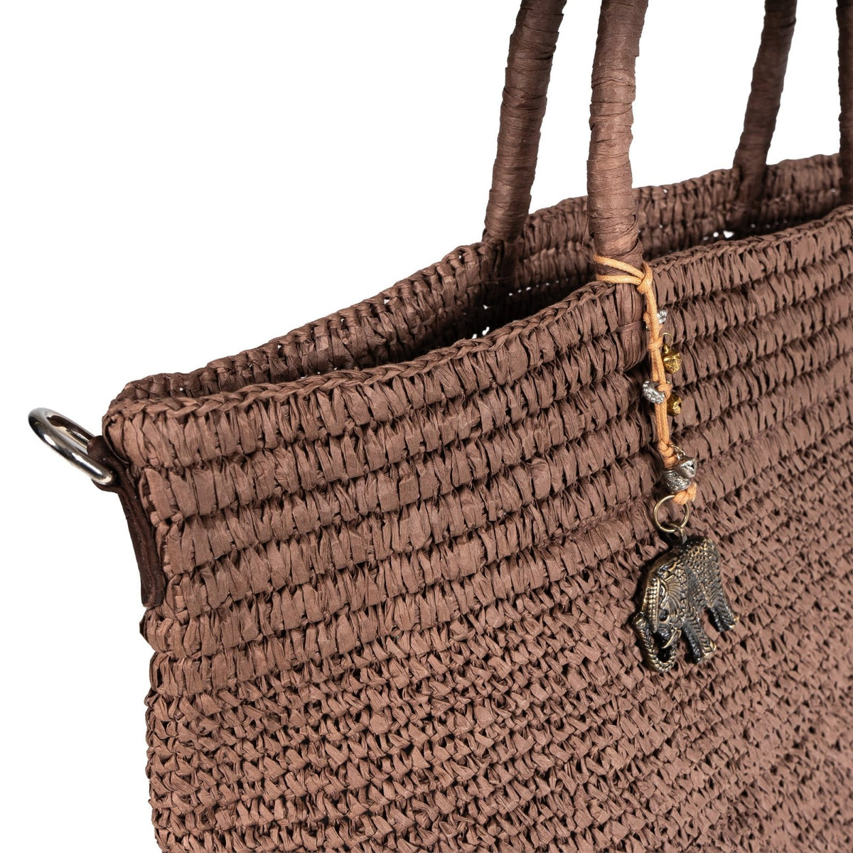 Tote Bag aus Bast Handarbeit braun - ANOKHI