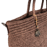 Tote Bag aus Bast Handarbeit braun - ANOKHI