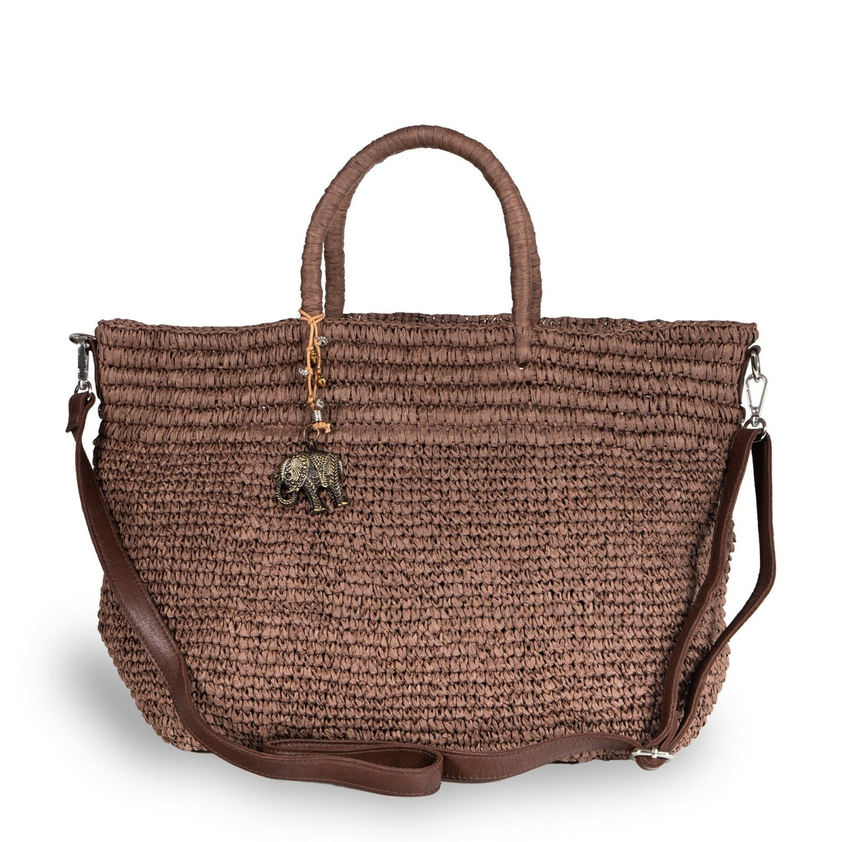 Tote Bag aus Bast Handarbeit braun - ANOKHI