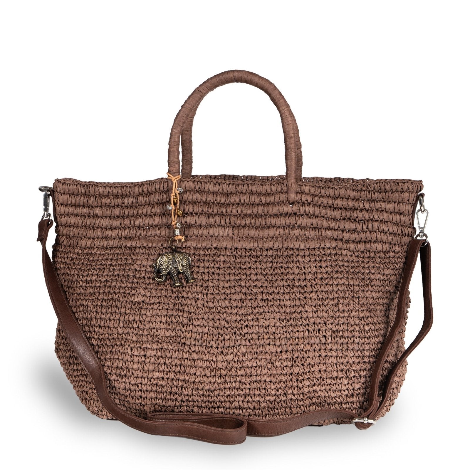Tote Bag aus Bast Handarbeit braun - ANOKHI