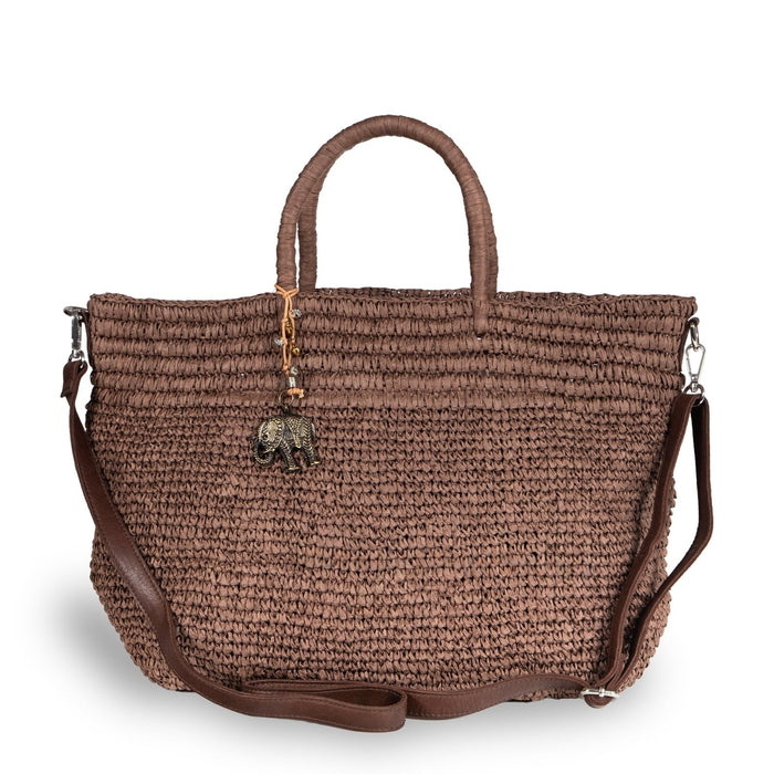Tote Bag aus Bast Handarbeit braun - ANOKHI