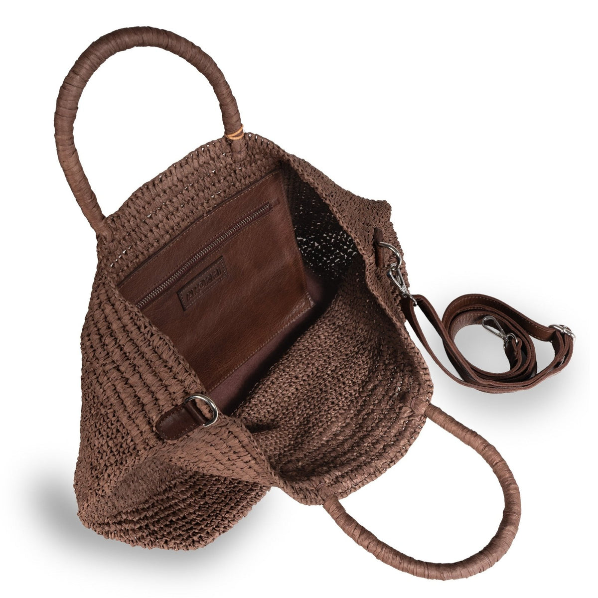 Tote Bag aus Bast Handarbeit braun - ANOKHI