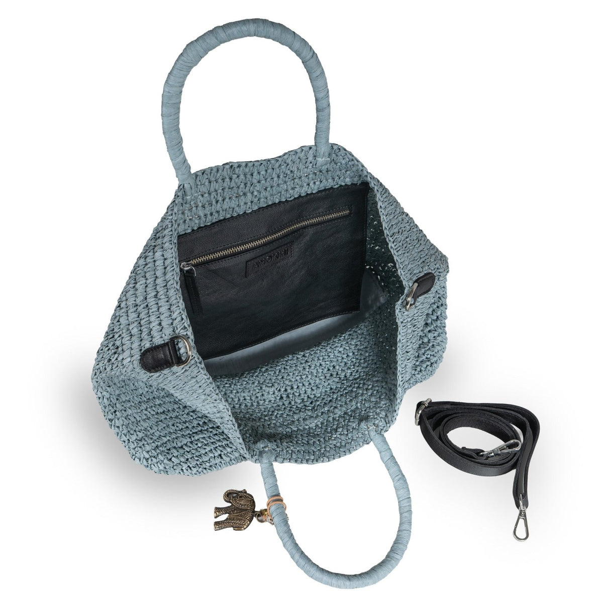 Tote Bag aus Bast Handarbeit grau - ANOKHI