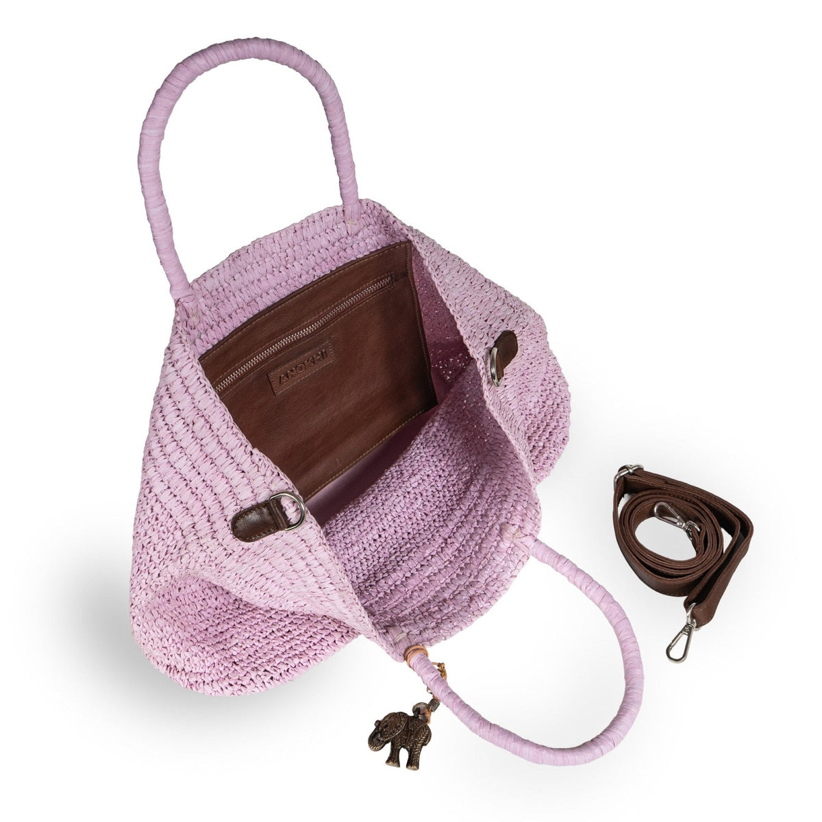 Tote Bag aus Bast Handarbeit rose - ANOKHI