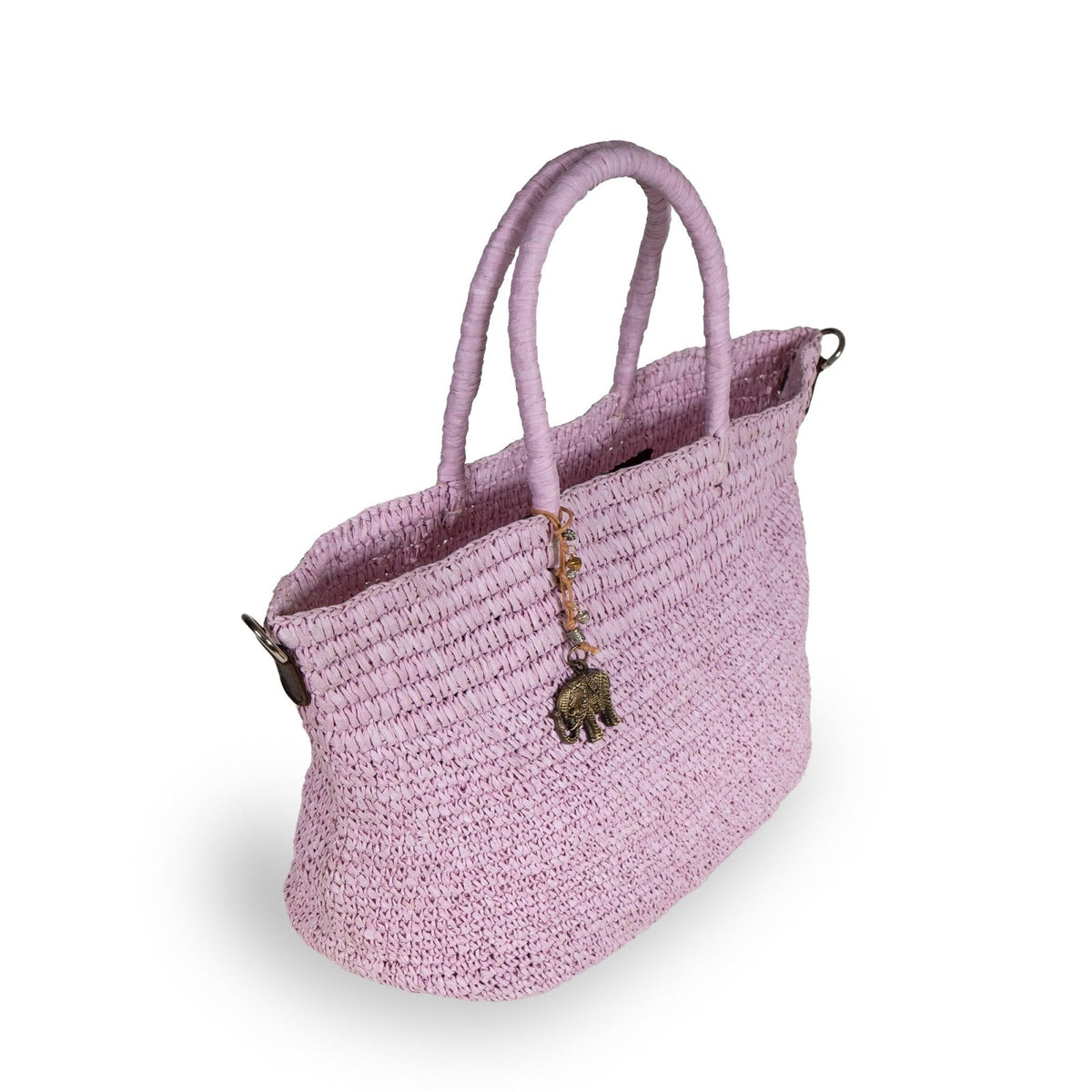 Tote Bag aus Bast Handarbeit rose - ANOKHI