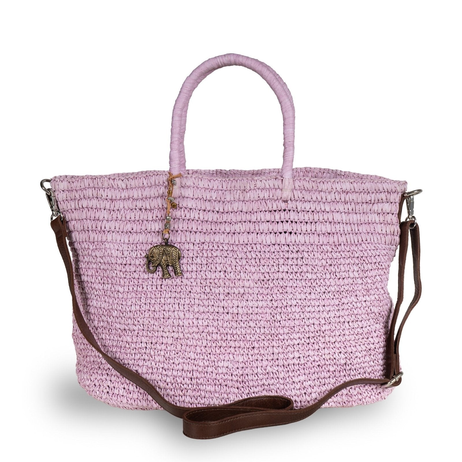 Tote Bag aus Bast Handarbeit rose - ANOKHI