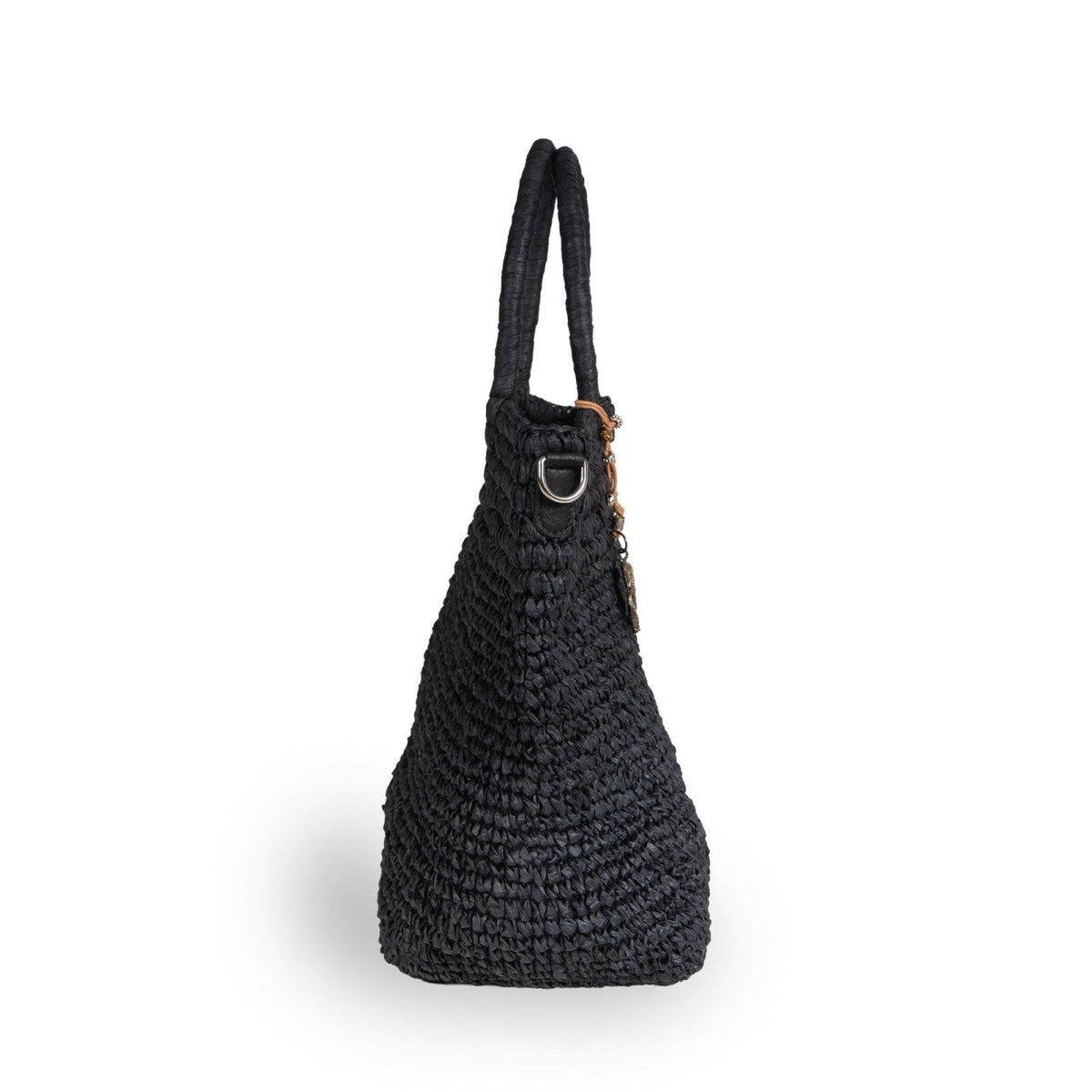 Tote Bag aus Bast Handarbeit schwarz - ANOKHI