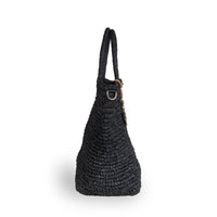Tote Bag aus Bast Handarbeit schwarz - ANOKHI