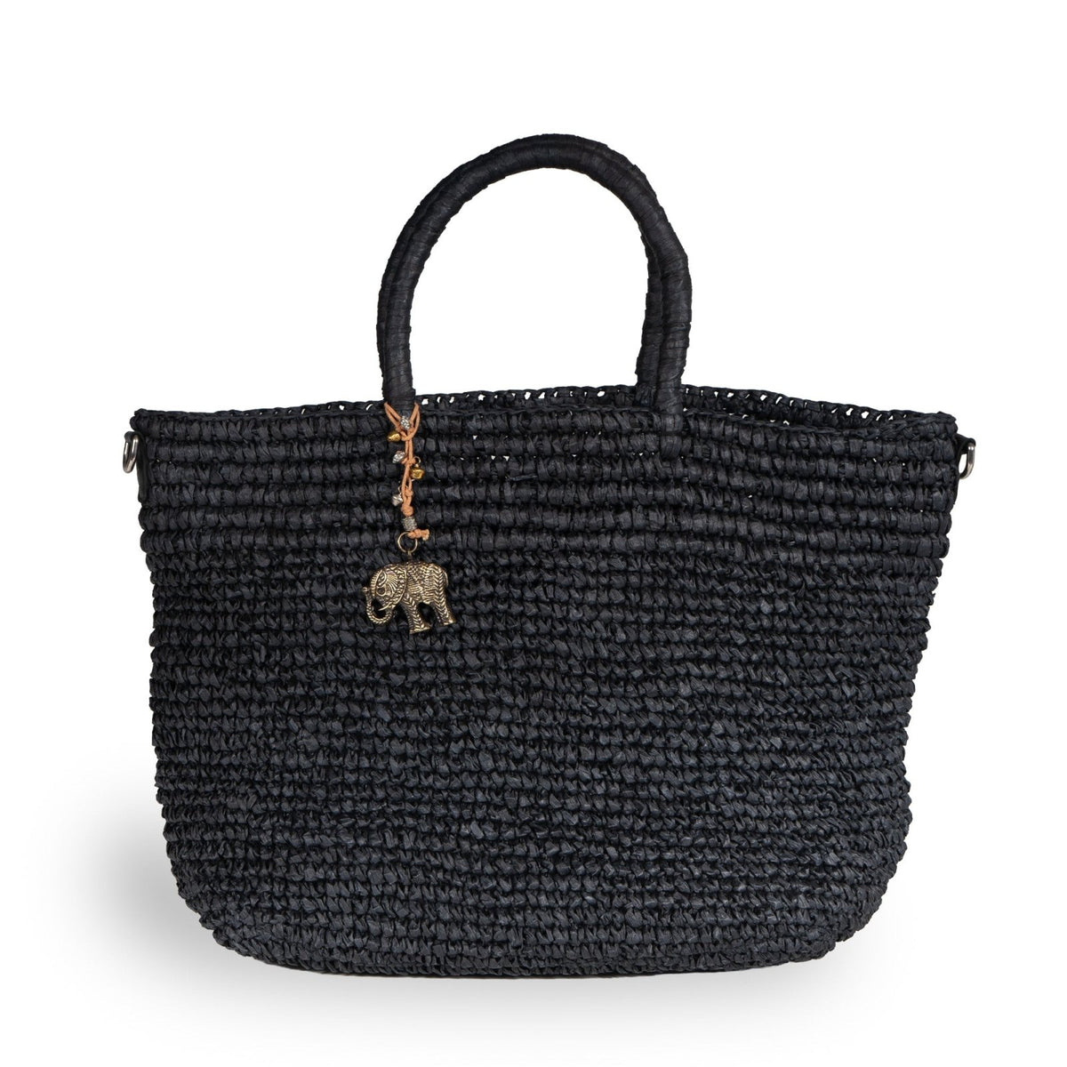 Tote Bag aus Bast Handarbeit schwarz - ANOKHI
