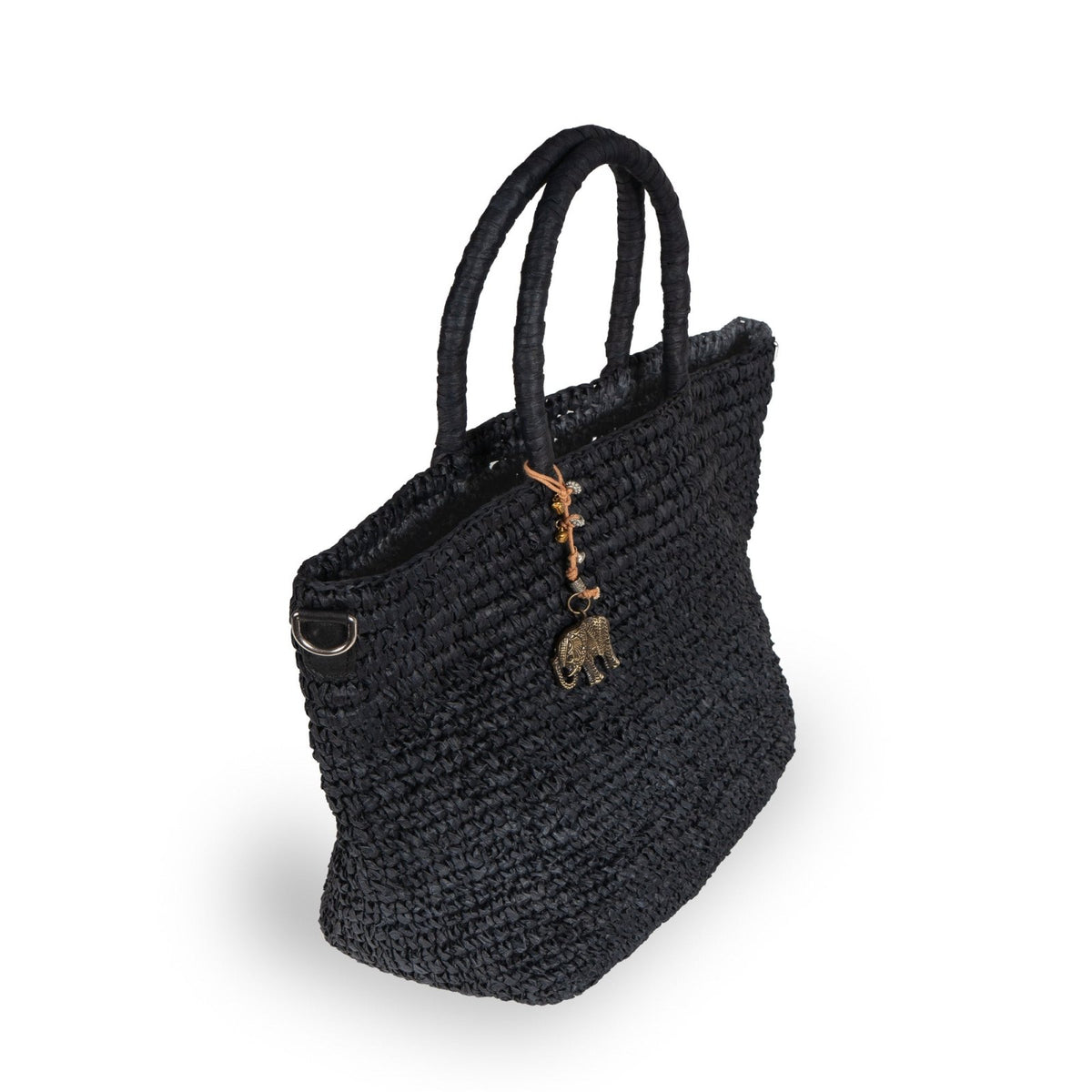 Tote Bag aus Bast Handarbeit schwarz - ANOKHI