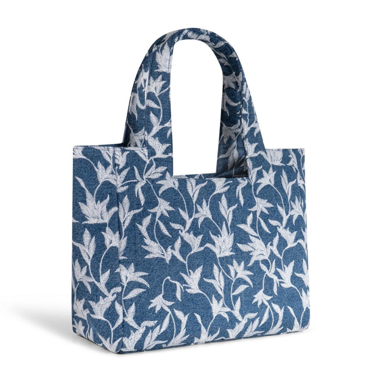 Tote Bag Blue Denim Blumenstick weiß - ANOKHI
