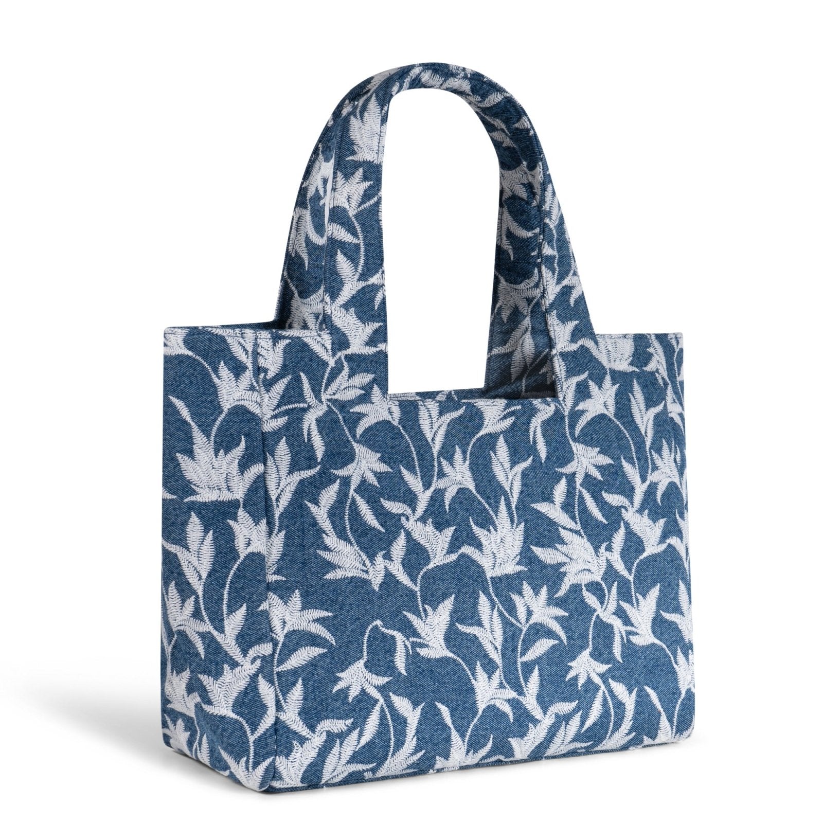 Tote Bag Blue Denim Blumenstick weiß - ANOKHI