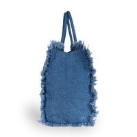 Tote Bag Denim blau Fransen - ANOKHI