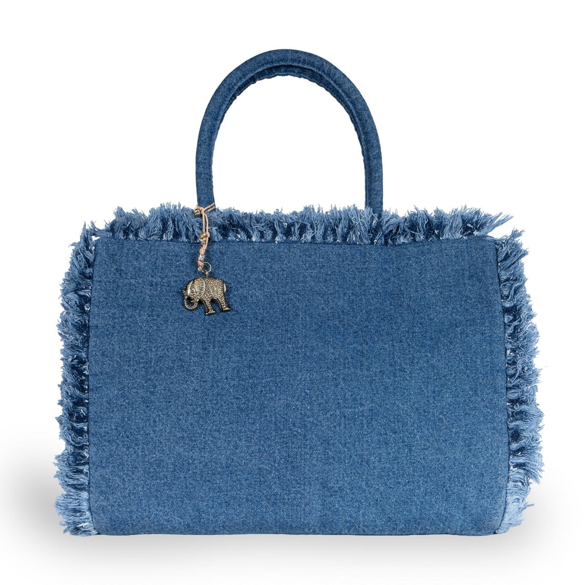 Tote Bag Denim blau Fransen - ANOKHI