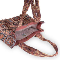 Tote Bag gehäkelt Fransen multicolor rotbraun - ANOKHI