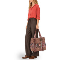 Tote Bag gehäkelt Fransen multicolor rotbraun - ANOKHI