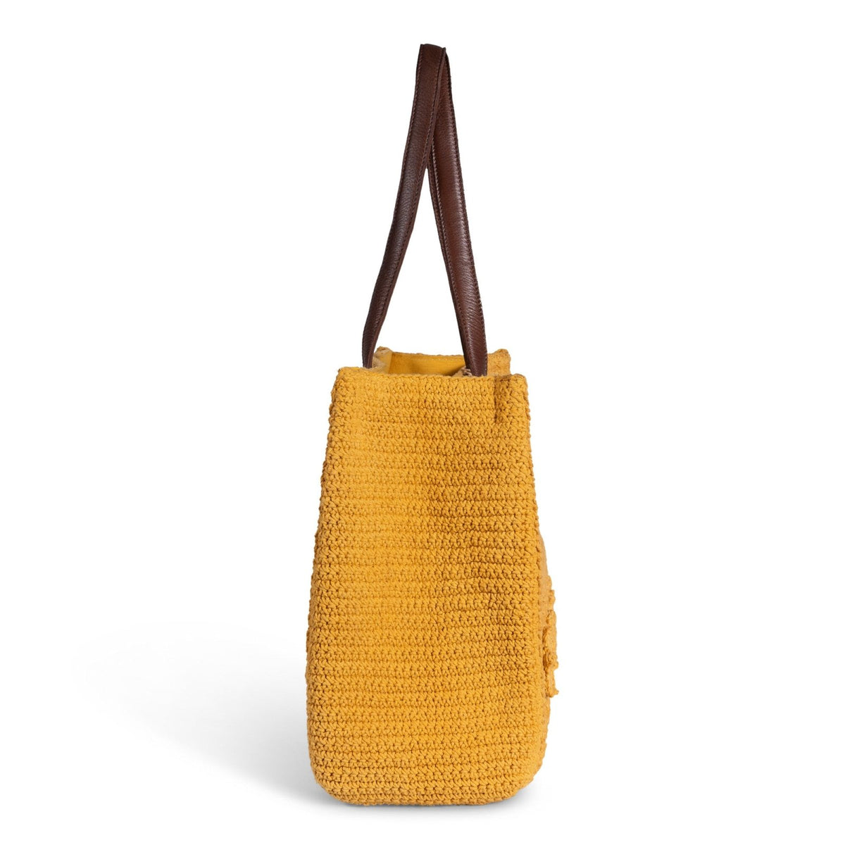 Tote Bag gehäkelt handarbeit Blumenmuster gelb - ANOKHI