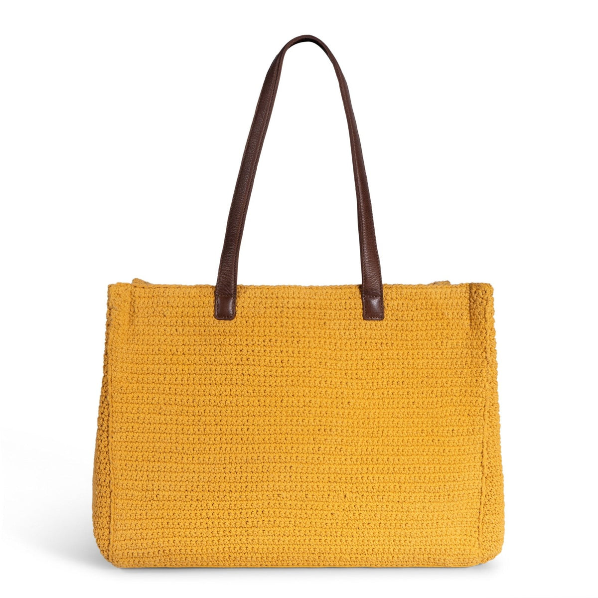 Tote Bag gehäkelt handarbeit Blumenmuster gelb - ANOKHI