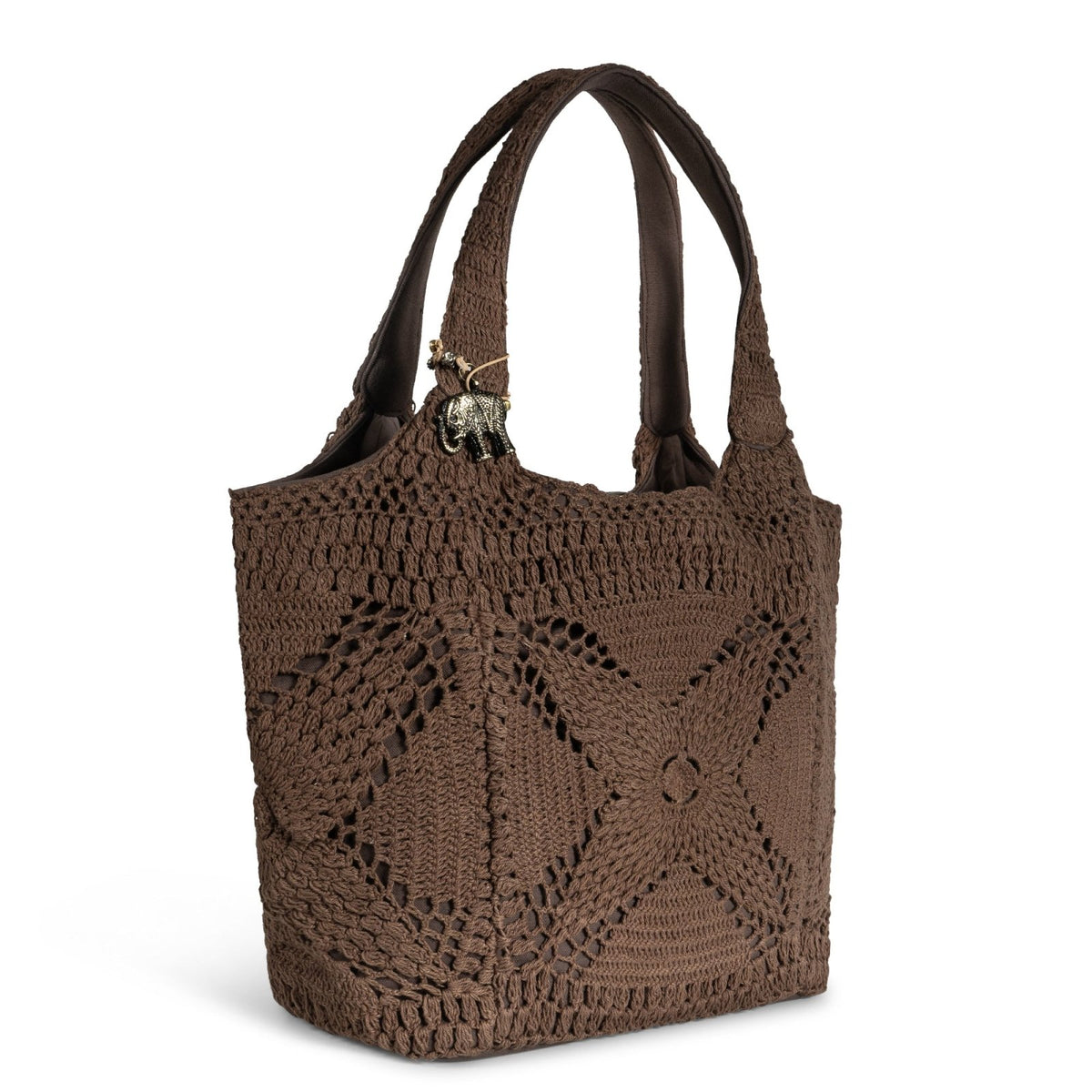 Tote Bag gehäkelt Handarbeit braun - ANOKHI