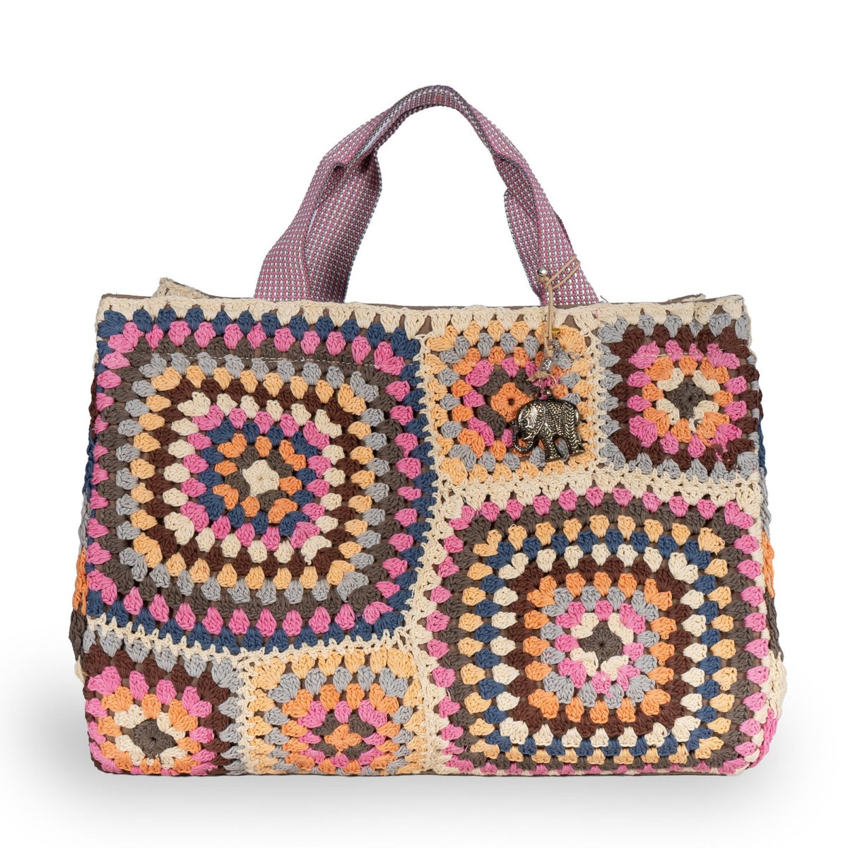 Tote Bag gehäkelt Handarbeit multicolor - ANOKHI