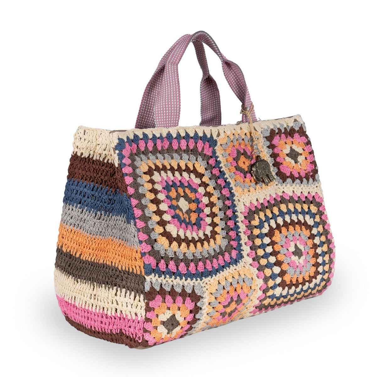 Tote Bag gehäkelt Handarbeit multicolor - ANOKHI