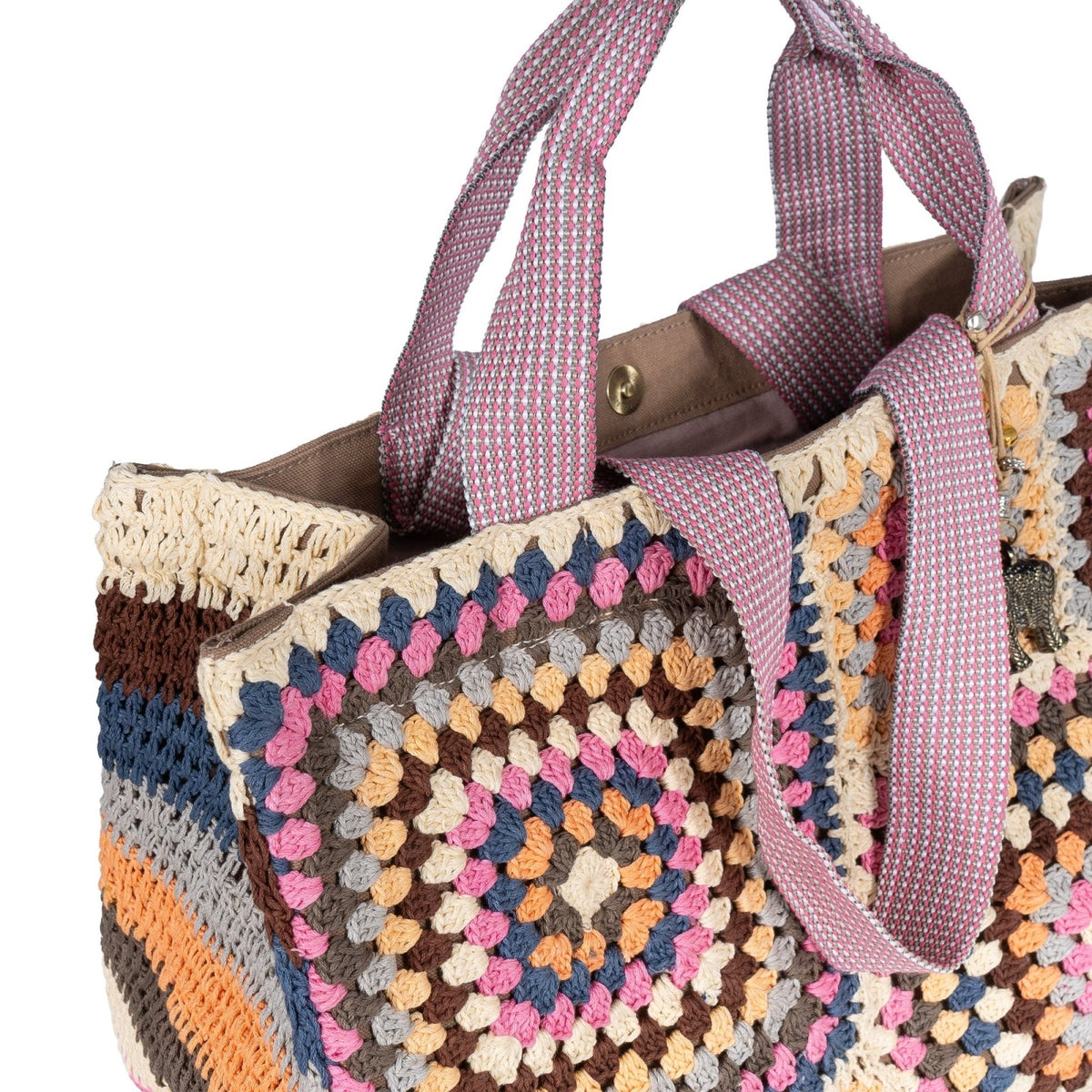 Tote Bag gehäkelt Handarbeit multicolor - ANOKHI