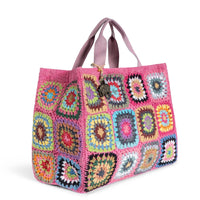 Tote Bag gehäkelt Handarbeit pink multicolor – 3