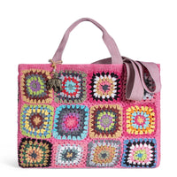 Tote Bag gehäkelt Handarbeit pink multicolor – 1