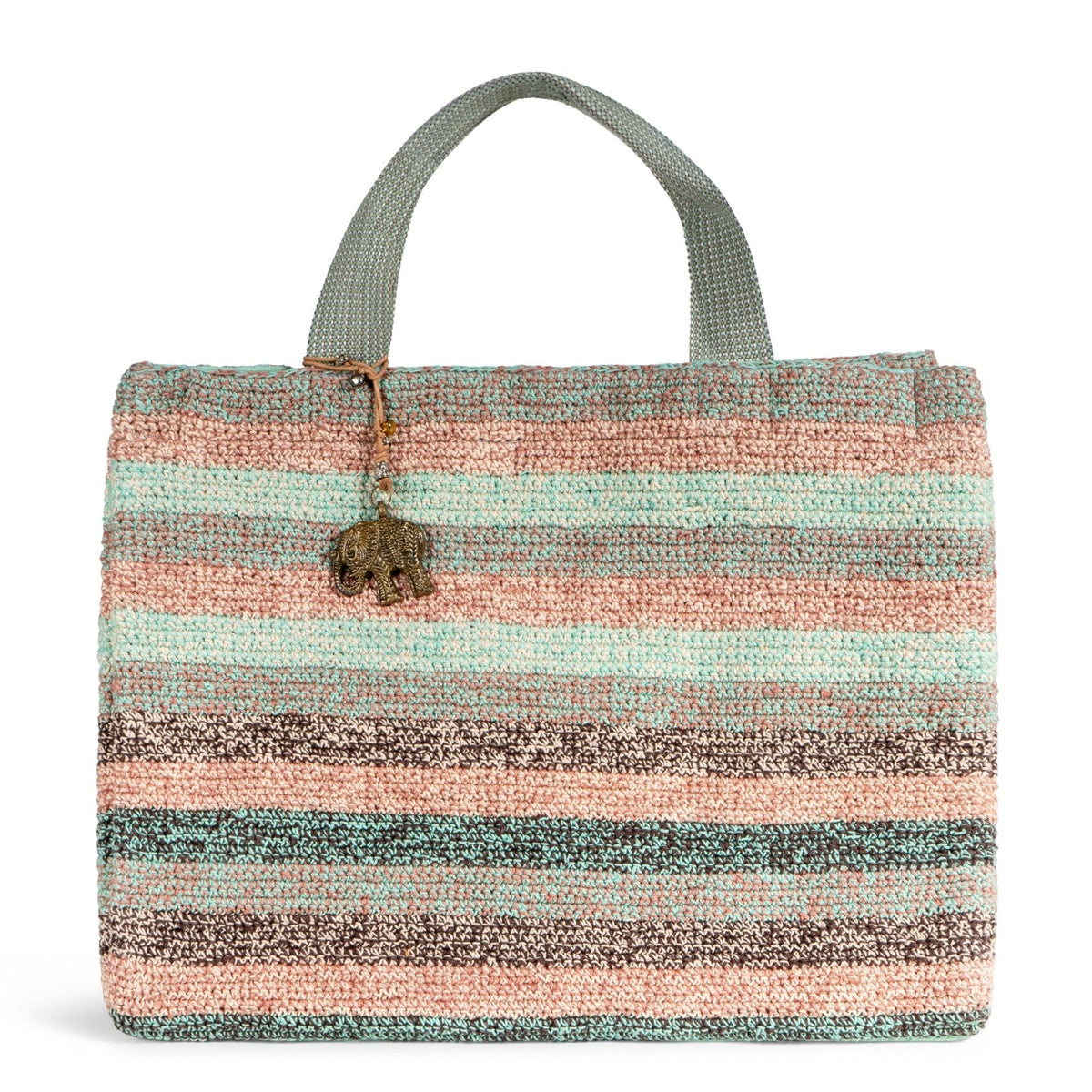 Tote Bag gehäkelt Handarbeit Streifen multicolor - ANOKHI