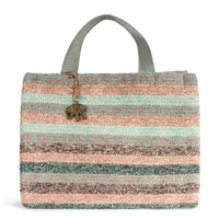 Tote Bag gehäkelt Handarbeit Streifen multicolor - ANOKHI