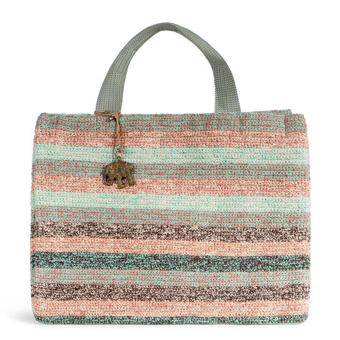 Tote Bag gehäkelt Handarbeit Streifen multicolor - ANOKHI