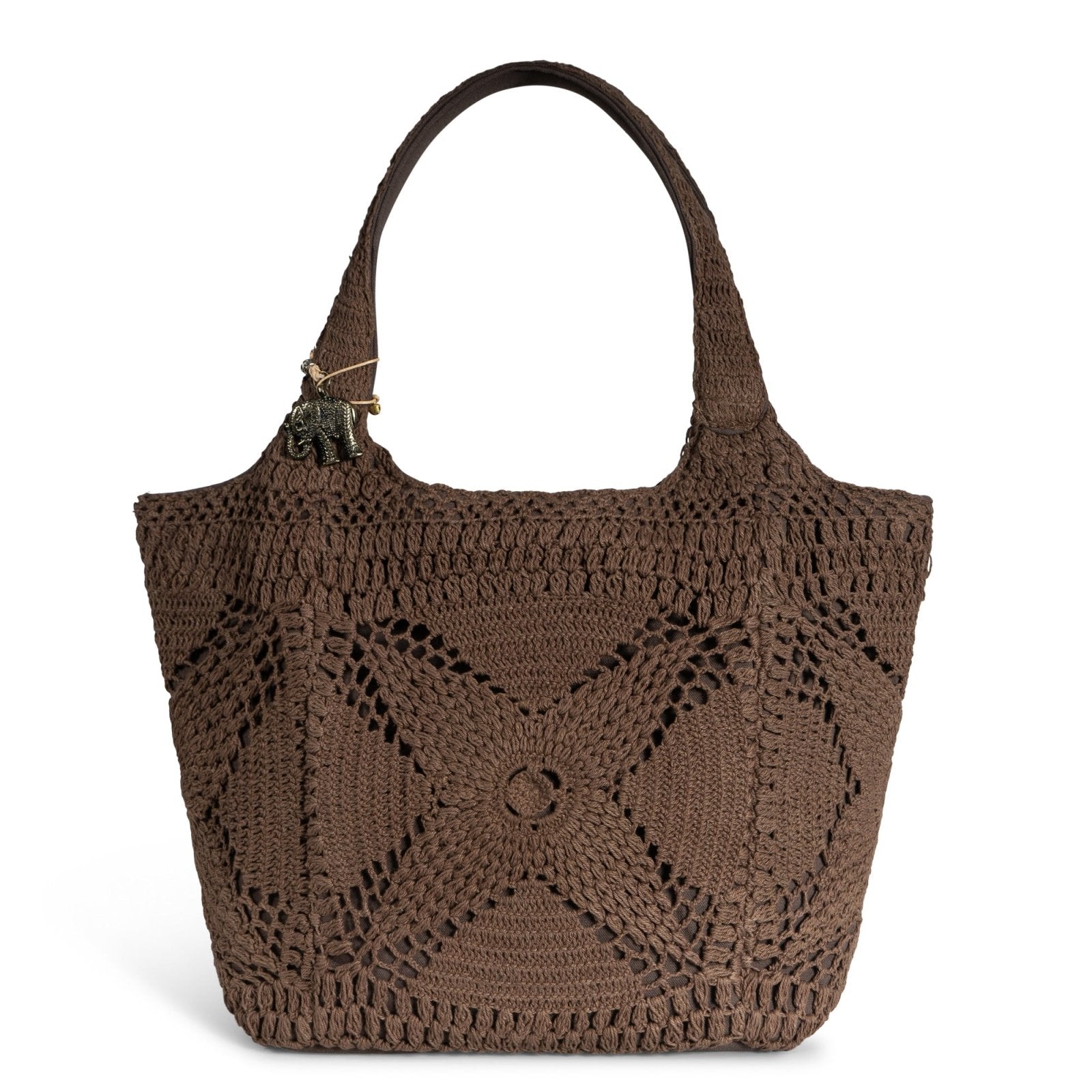 Tote Bag gehäkelt Handarbeit braun - ANOKHI