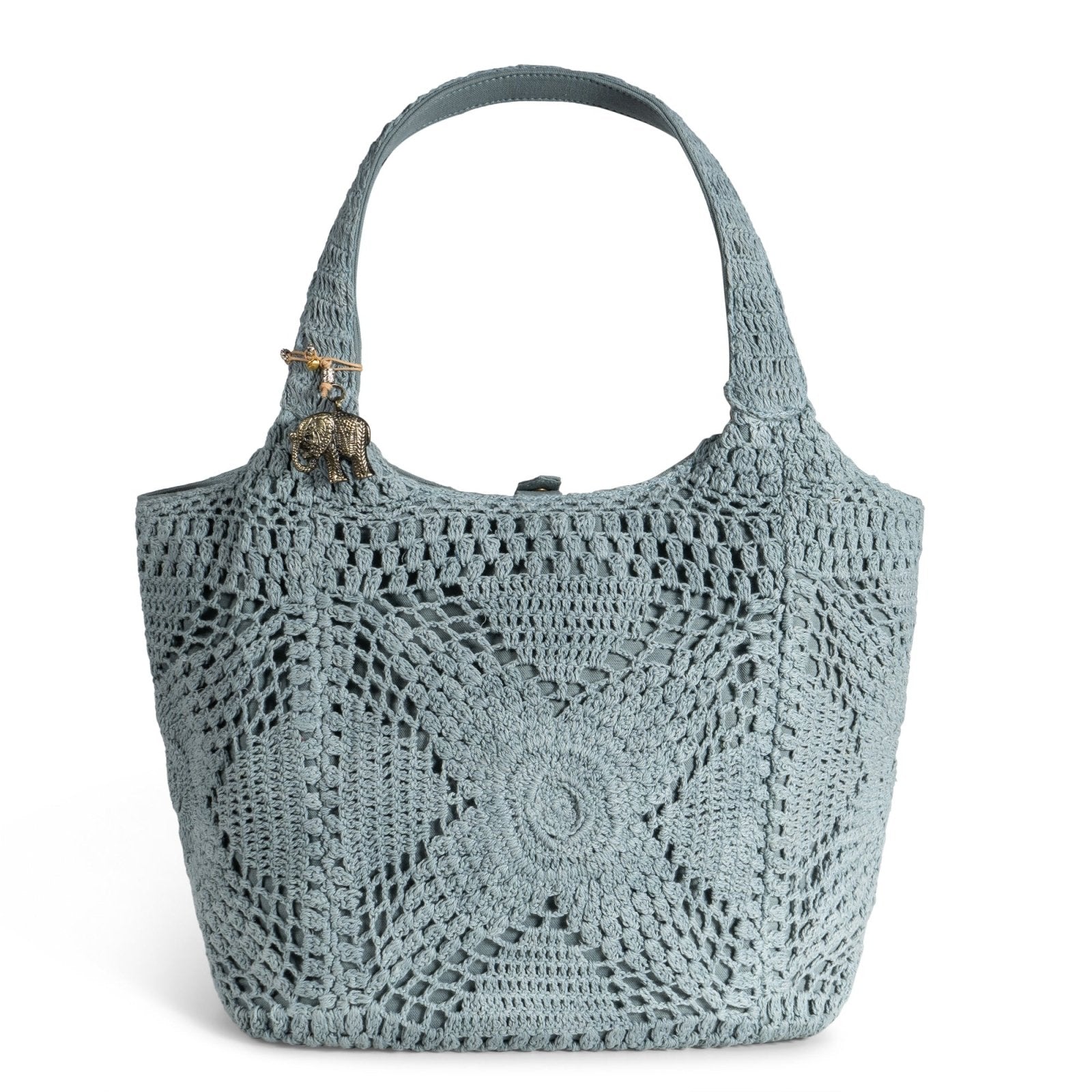 Tote Bag gehäkelt Handarbeit grau - ANOKHI