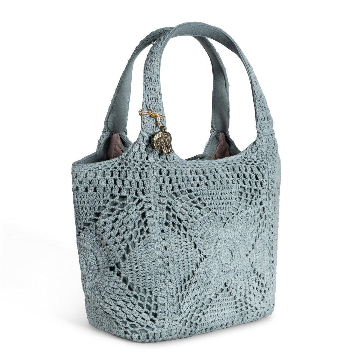 Tote Bag gehäkelt Handarbeit grau - ANOKHI
