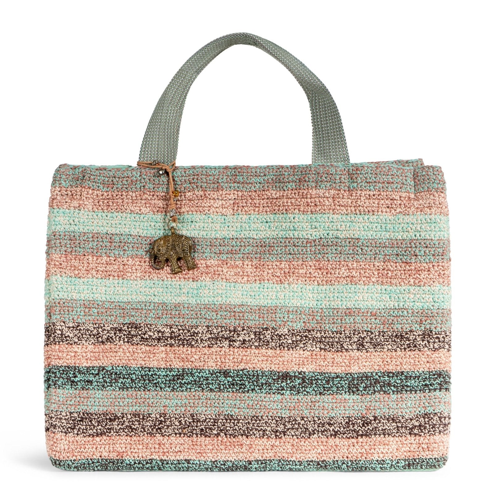 Tote Bag gehäkelt Handarbeit Streifen multicolor - ANOKHI