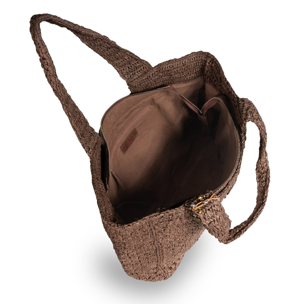 Tote Bag groß aus Bast Handarbeit braun - ANOKHI